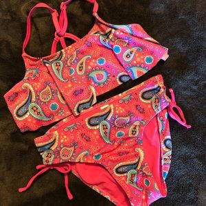 3piece bundle!!! Girls Justice Size 12 two piece swim suit extra bottoms!